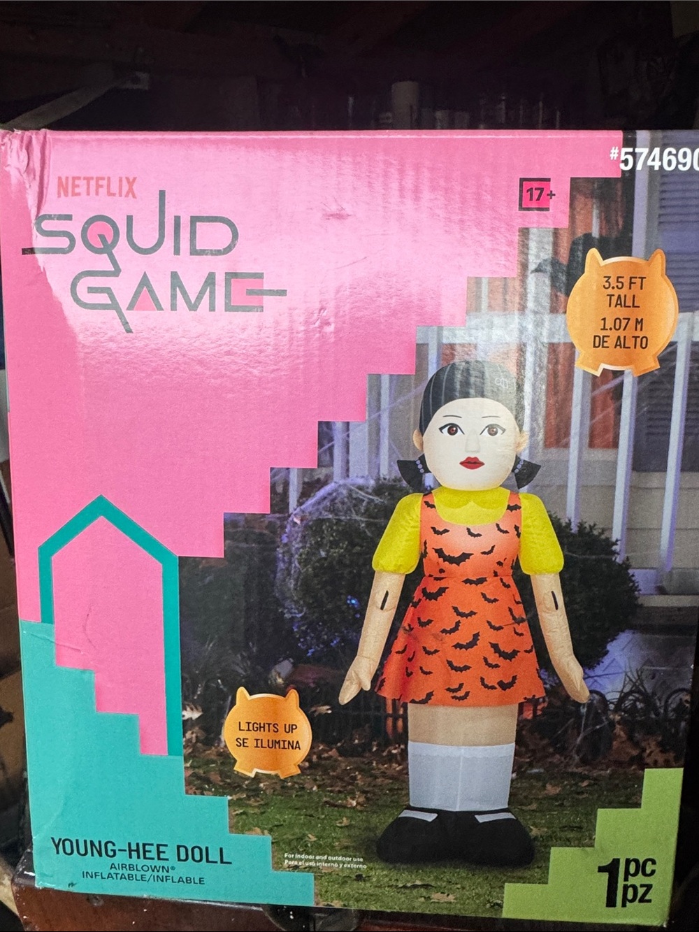 Halloween Netflix Squid Game Young-Hee Doll Costume - Pink, Yellow, Orange